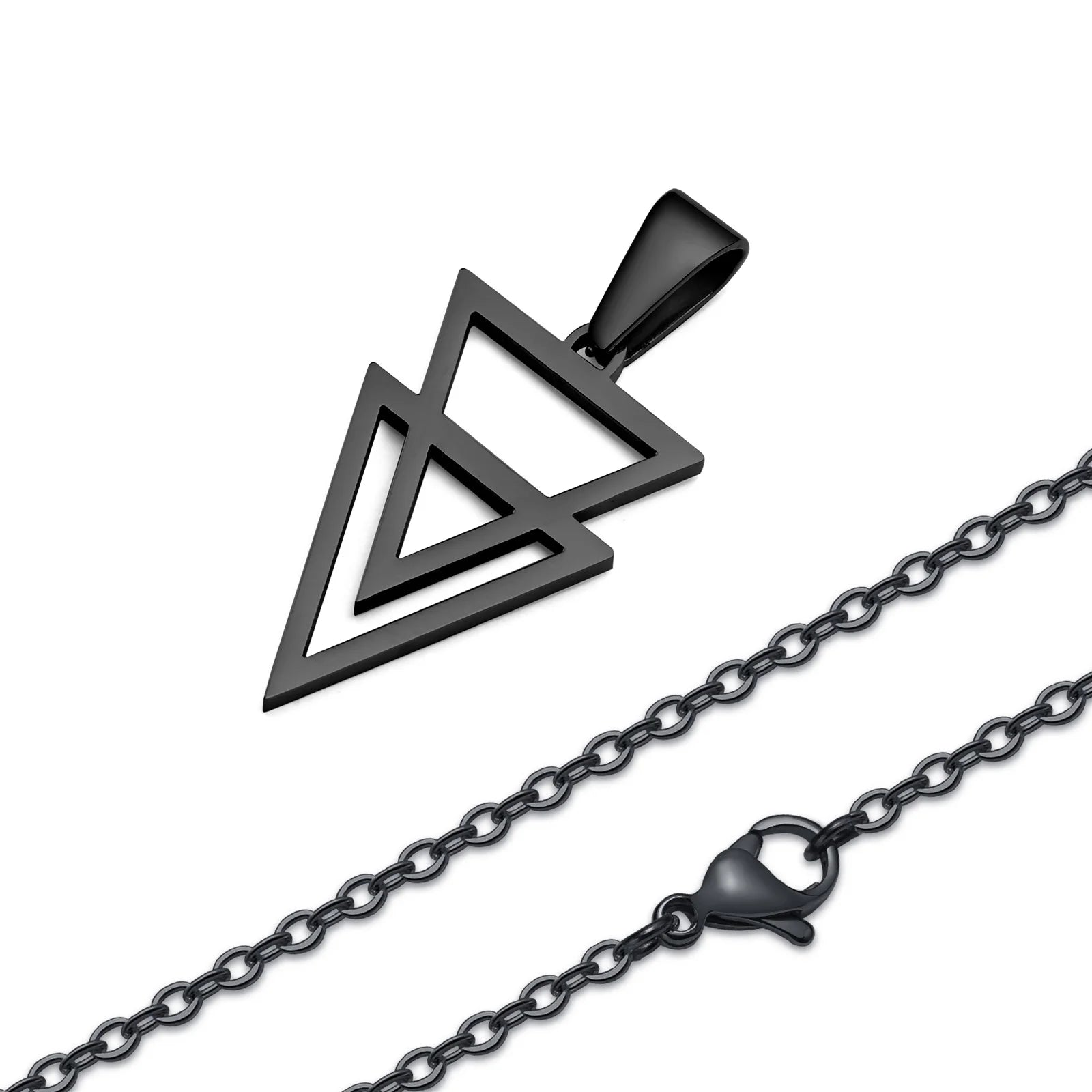 Colar Masculino Geométrico Duplo de Aço Inoxidável