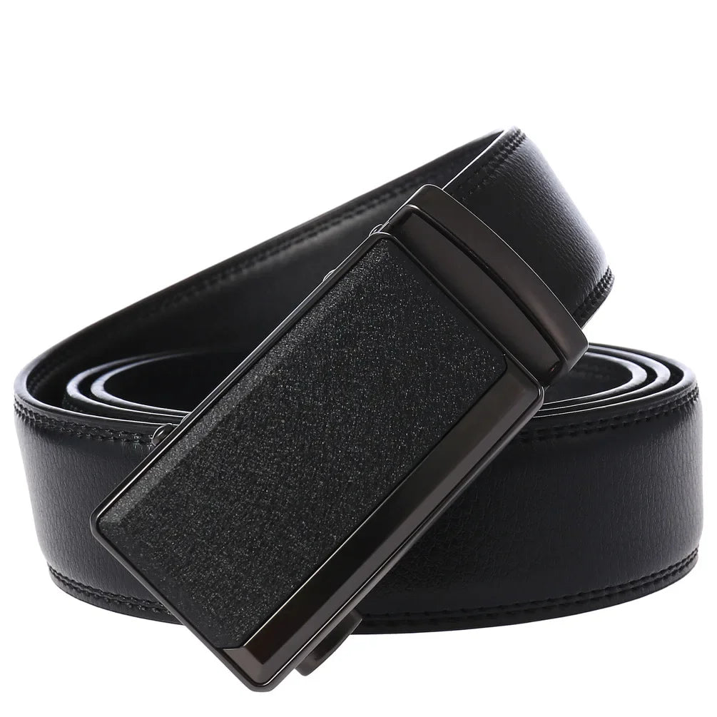 Cinto de Couro Masculino com Fivela Automática de Luxo