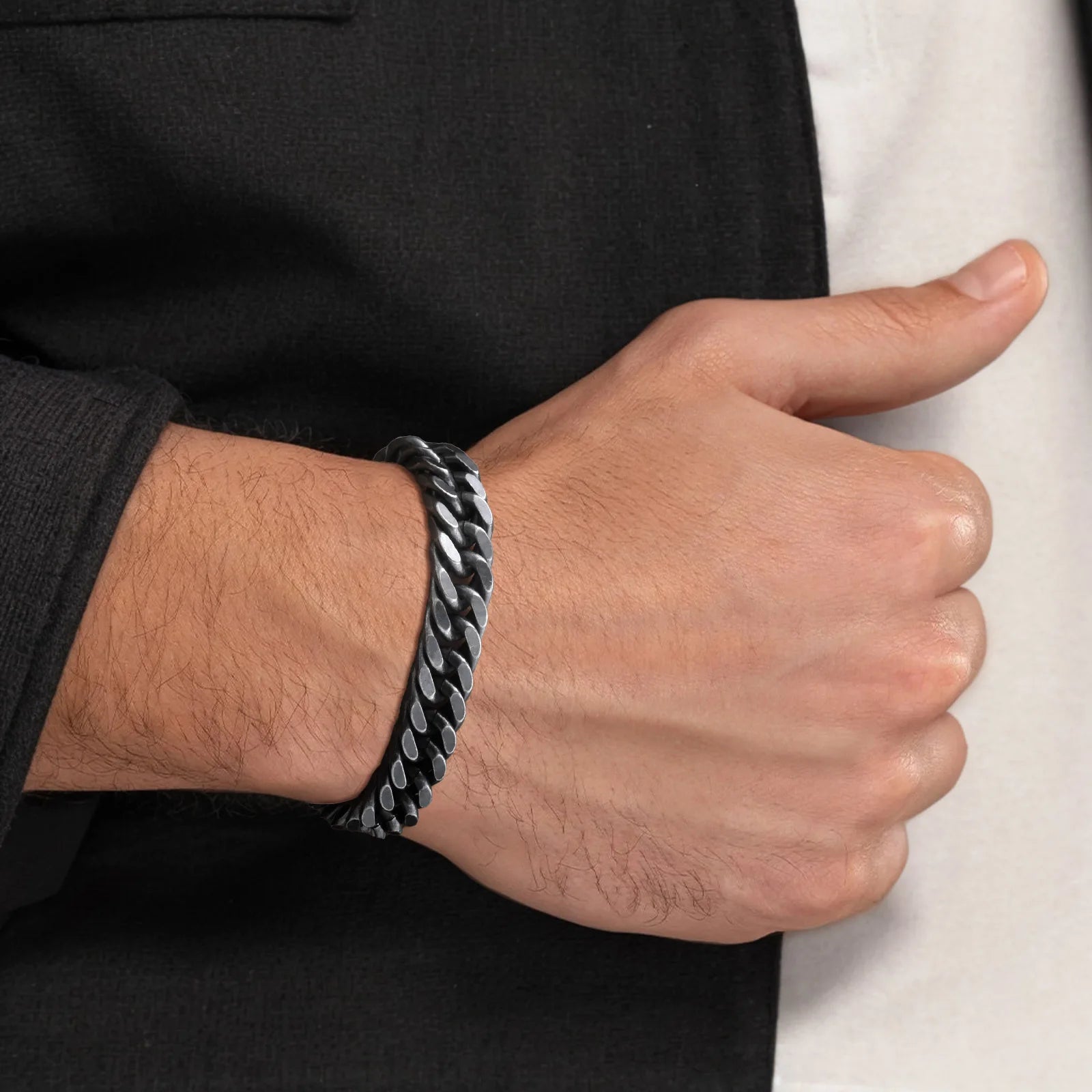 Pulseira de corrente cubana masculina cor dourada, robusta 8/10/12/15mm à prova d'água pulseira de ligação de aço inoxidável joias para presente, 19cm /21.5cm