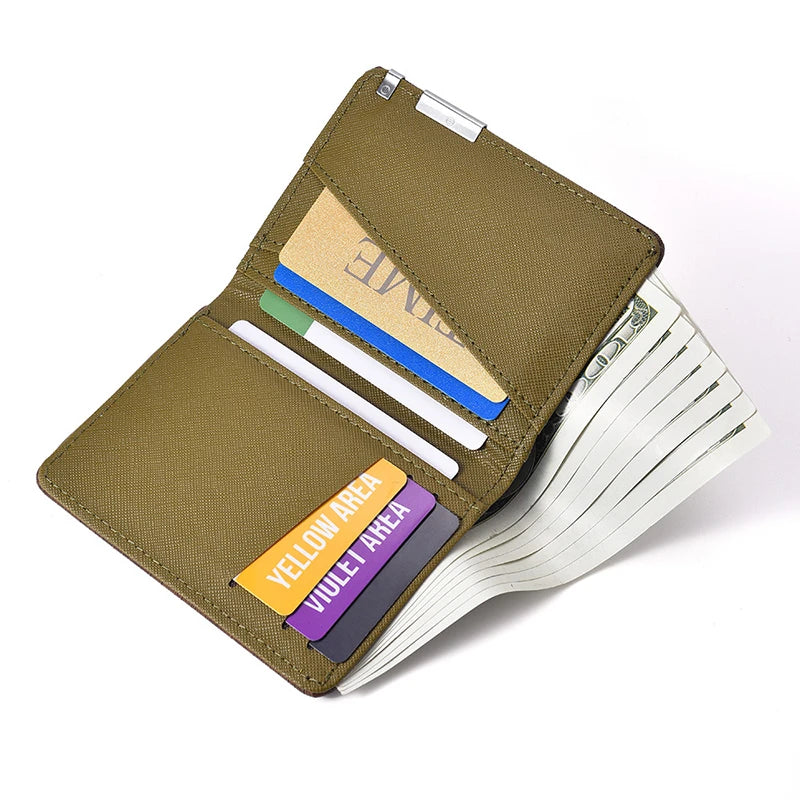 Carteira Masculina Ultracompacta de Couro PU com Grande Capacidade