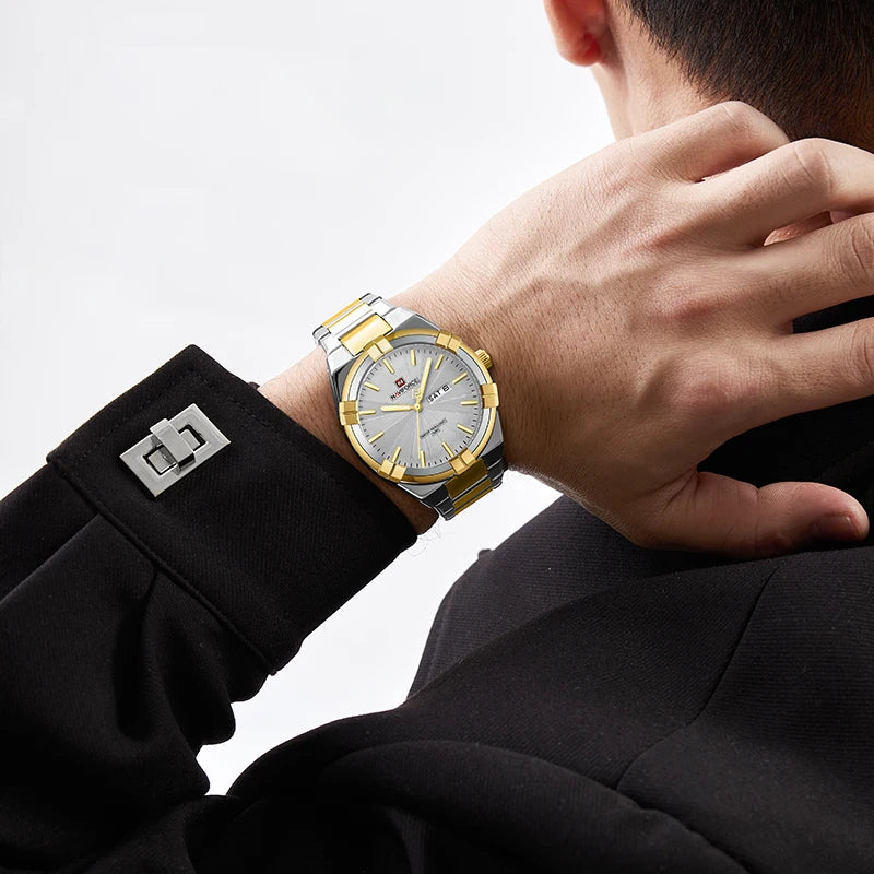 Relógio Masculino Naviforce Aço Inoxidável com Calendário