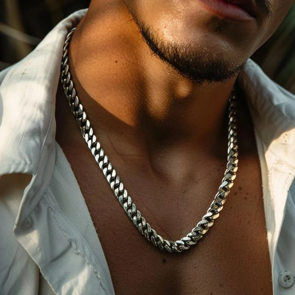 Corrente Cubana Unissex em Aço Inoxidável - VNOX