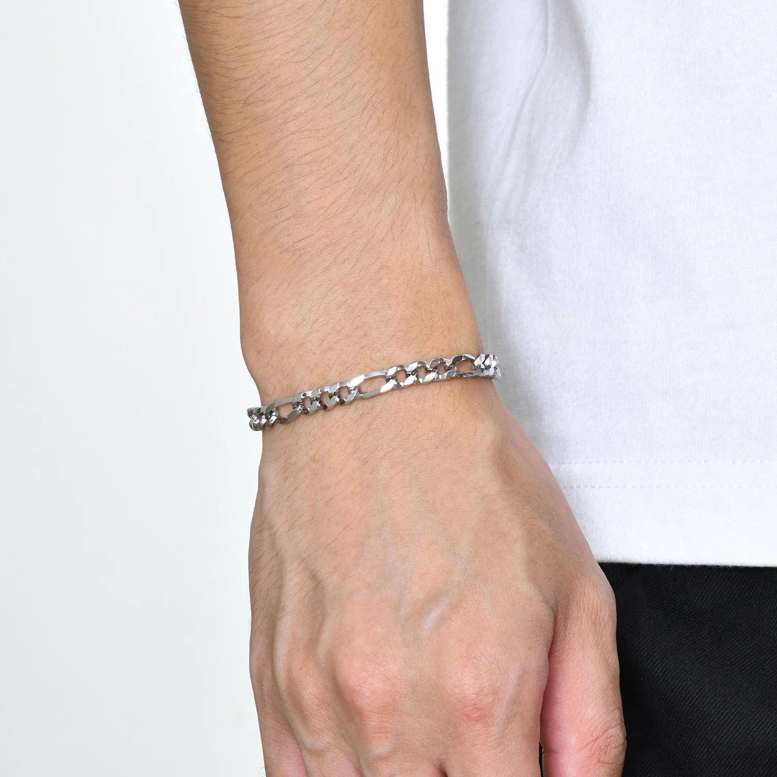 Pulseira Figaro Masculina em Aço Inoxidável - Estilo Clássico