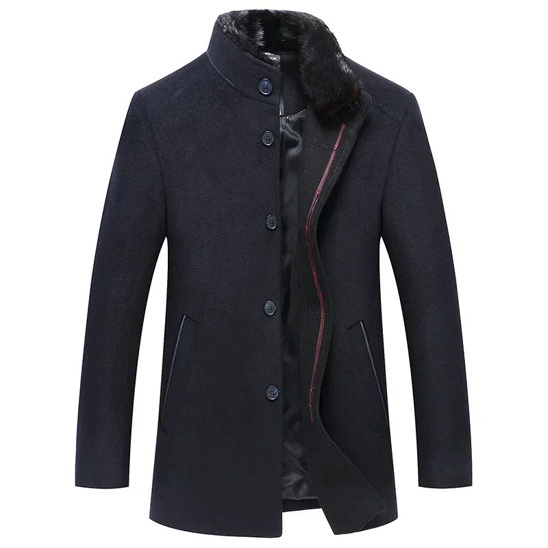 Casaco Masculino Cashmere com Gola de Pele - Elegância e Conforto