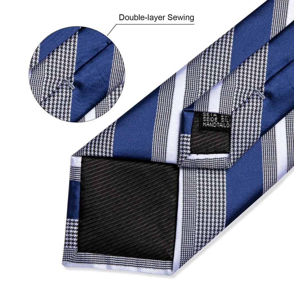 Gravata Luxuosa Azul Listrada