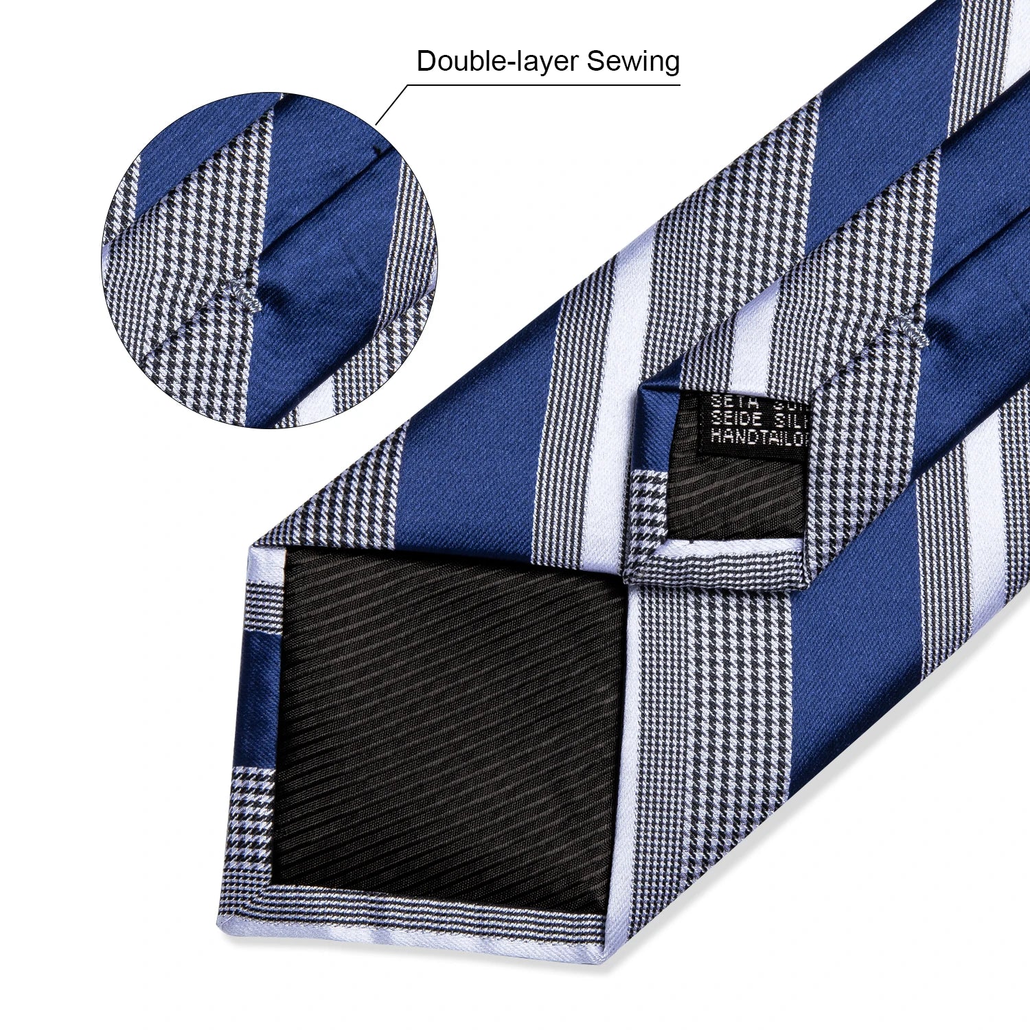 Gravata Luxuosa Azul Listrada