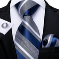 Gravata Luxuosa Azul Listrada