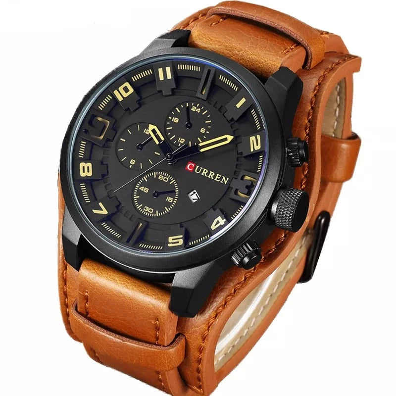Relógio de Pulso Masculino Pulseira de Couro