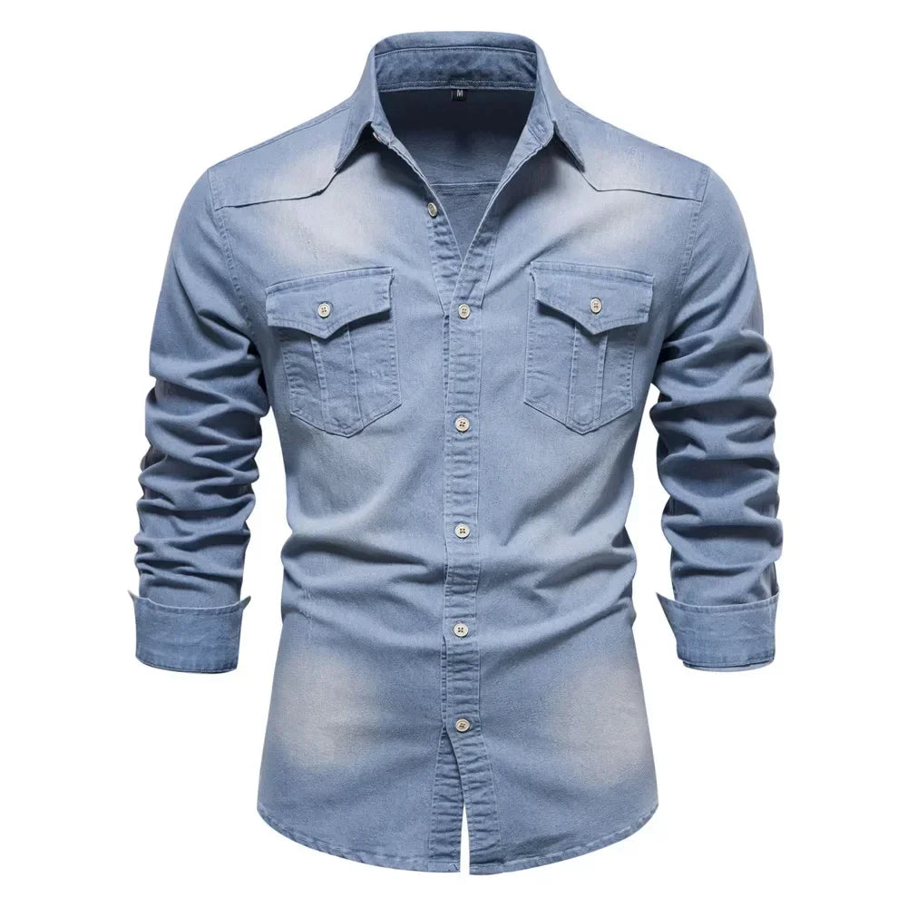 Camisa Jeans Masculina  Azul claro- Melanio