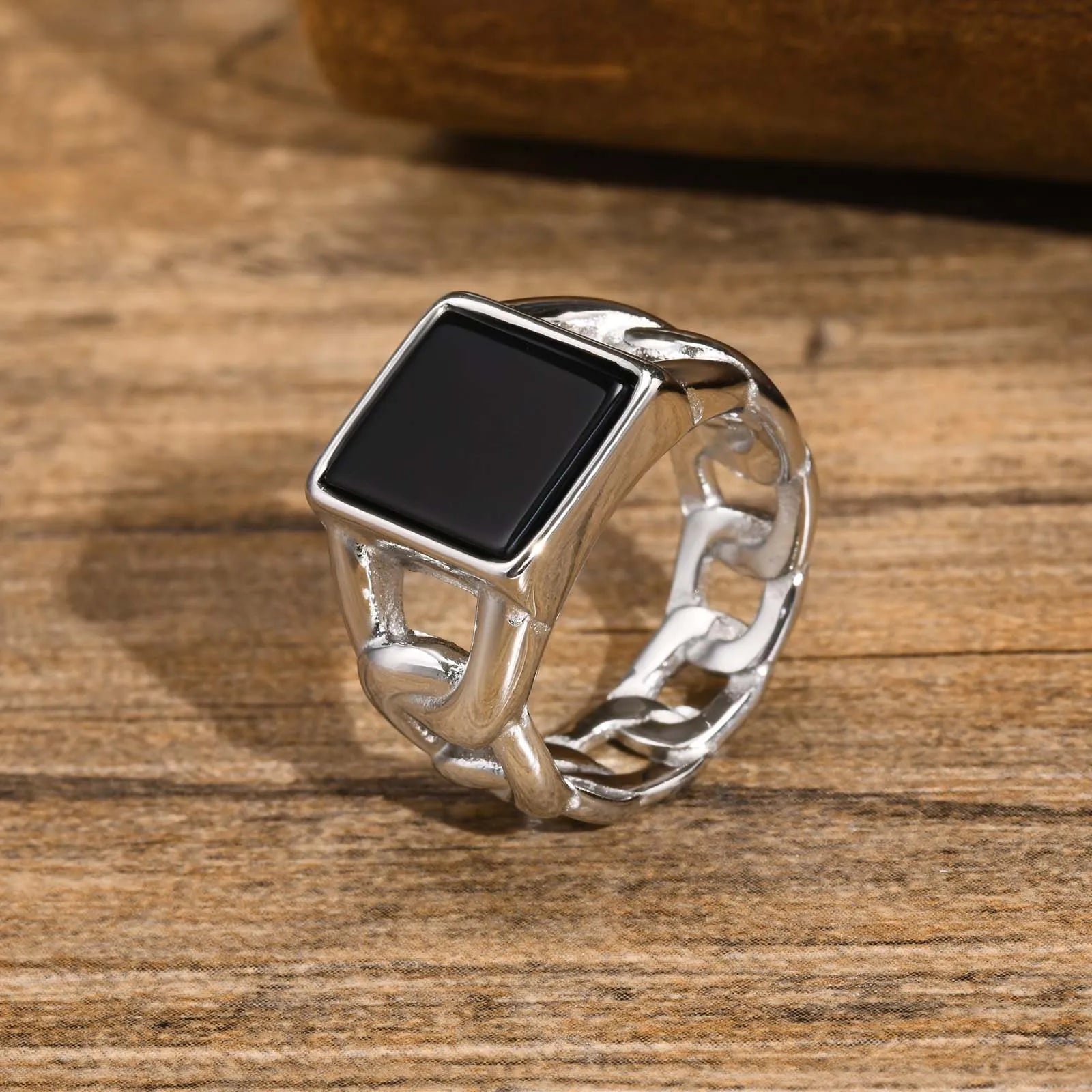 Anel Quadrado,Anel Titânio Sonho,Anel Ouro Masculino Quadrado-Loja Melanio