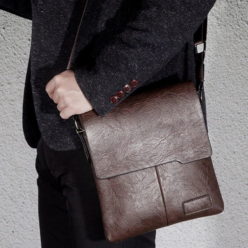 Bolsa de Ombro Masculina Couro Marrom-Loja Melanio