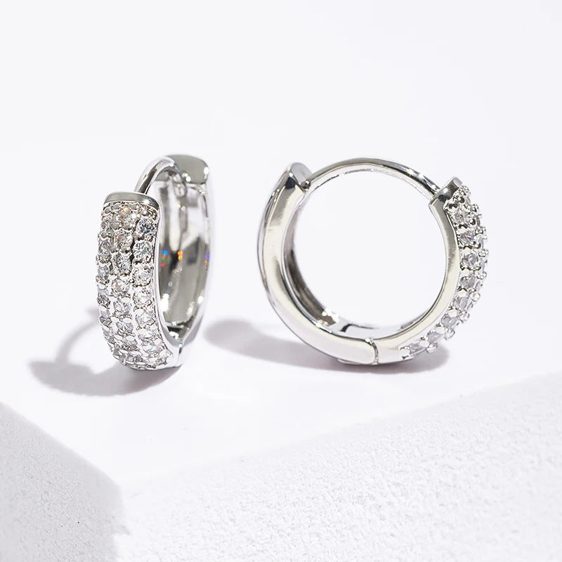 Brincos Masculinos de Argola em Aço com Zircônia