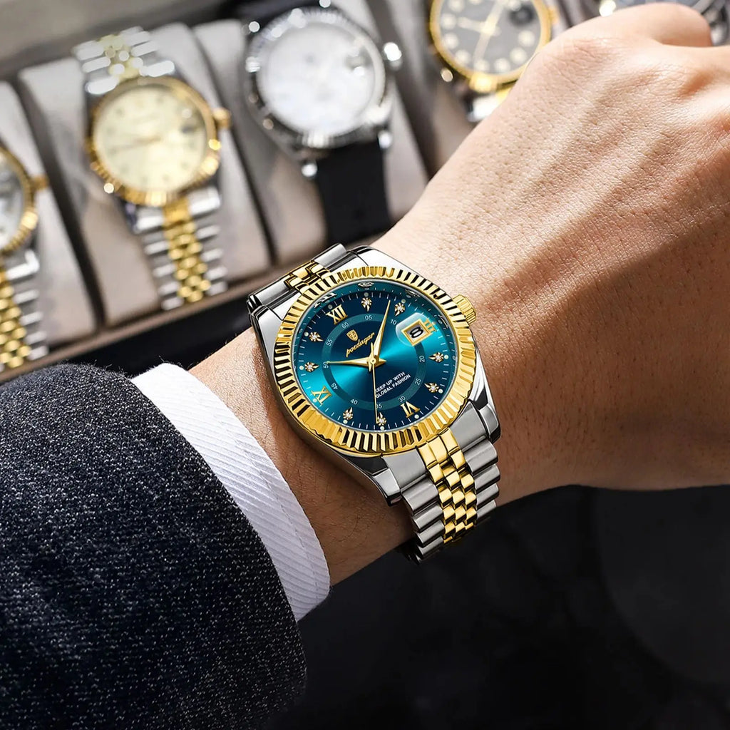 Relógio de Pulso Masculino Quartzo Ouro azul- Melanio