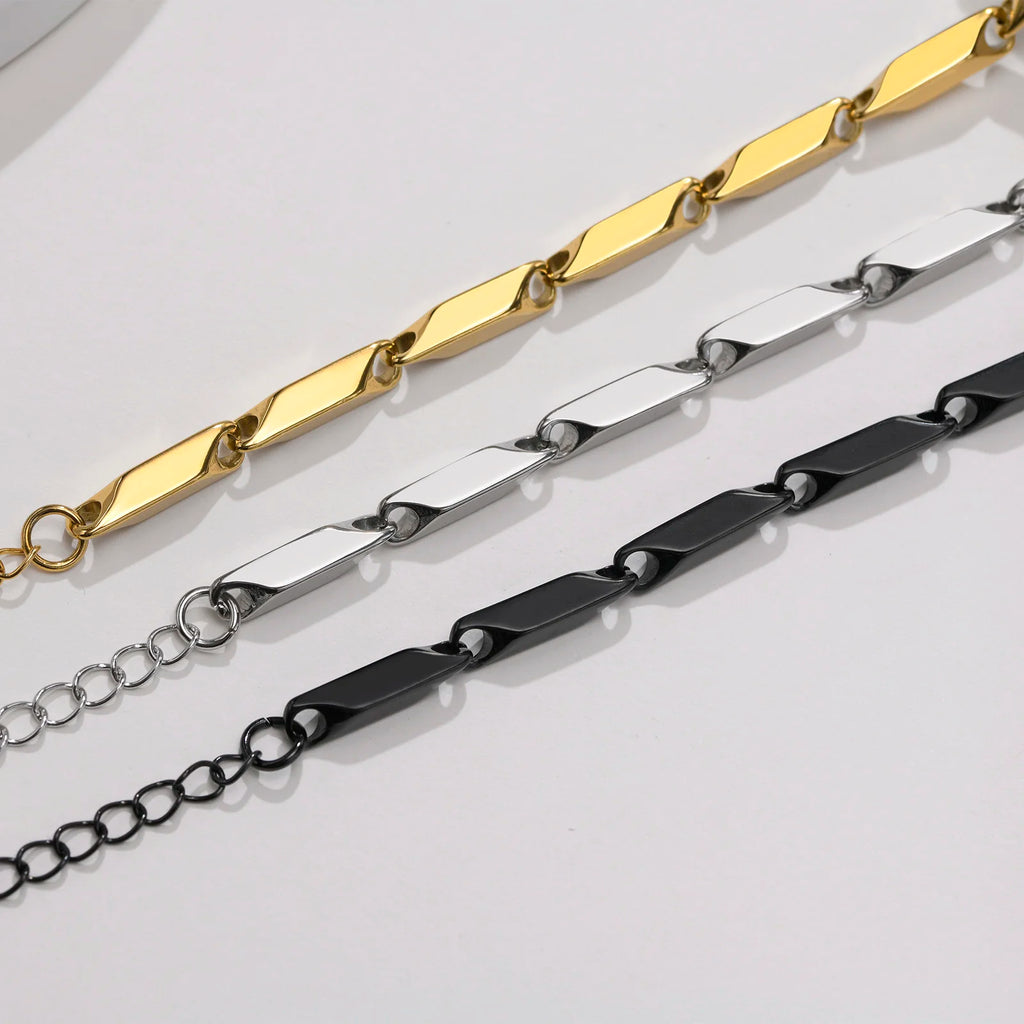 Pulseira Masculina de Aço Inoxidável Banhada a Ouro