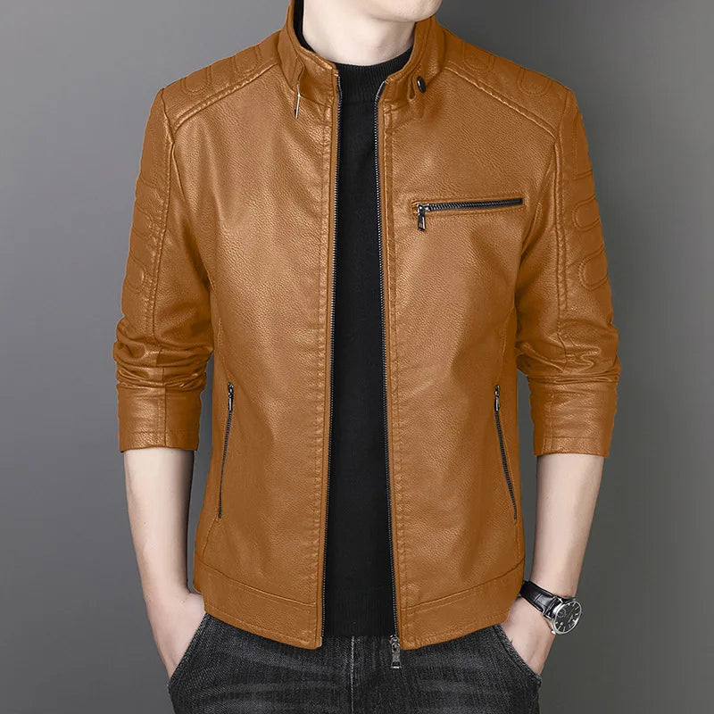 Jaqueta de Couro Masculina Estilo Moto & Biker