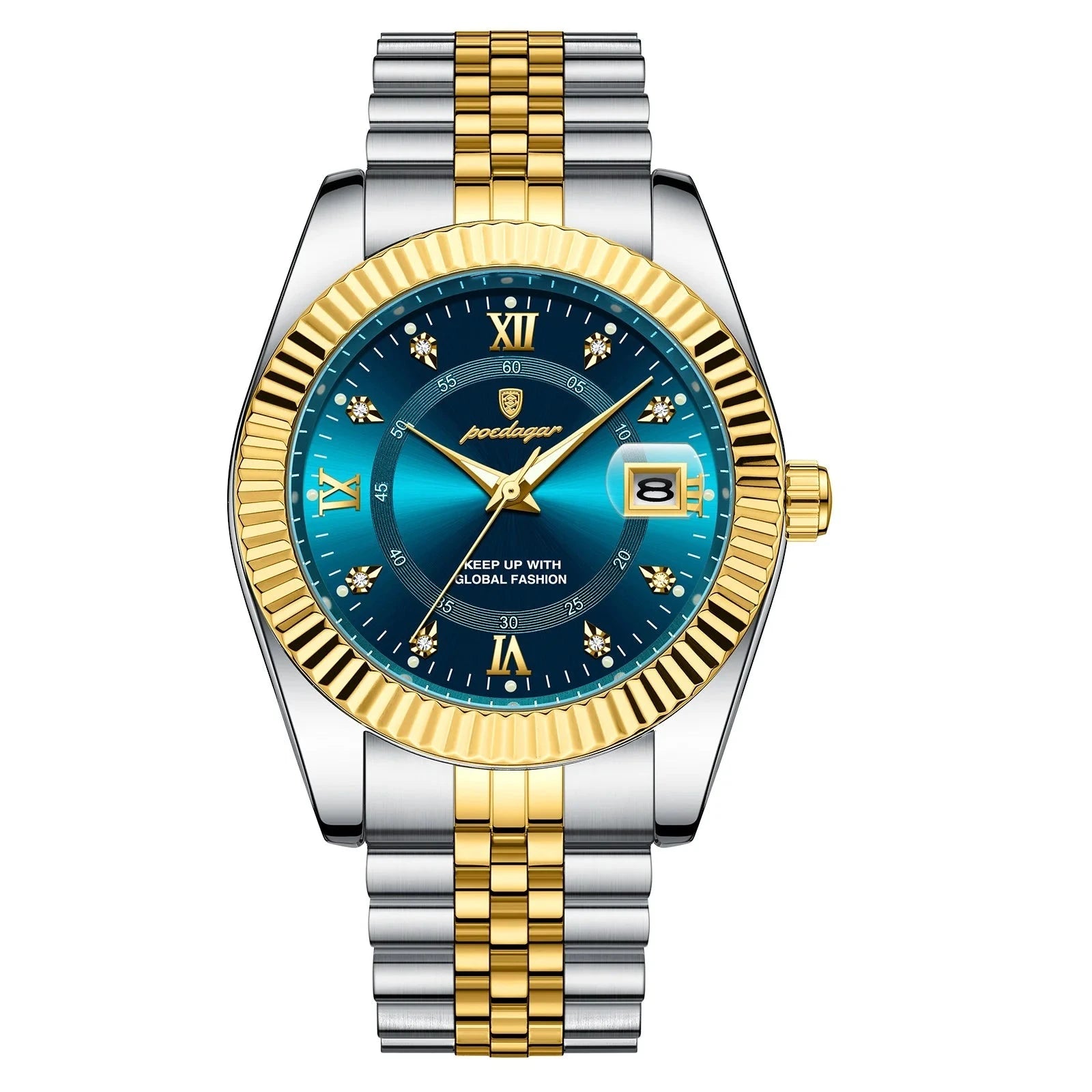 Relógio de Pulso Masculino Quartzo Ouro Azul- Melanio