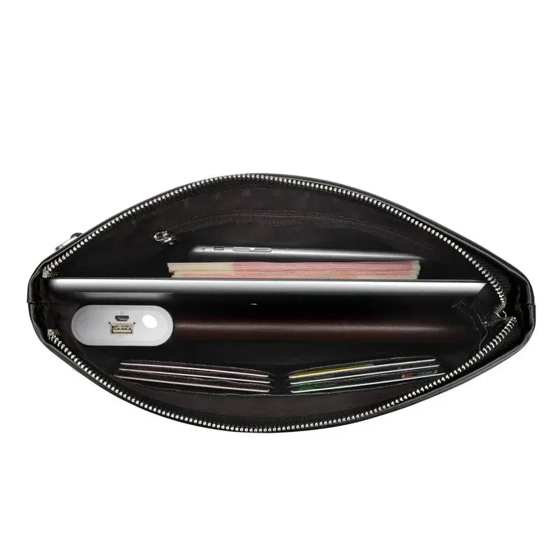 Carteira de Couro Masculina de Luxo com Grande Capacidade