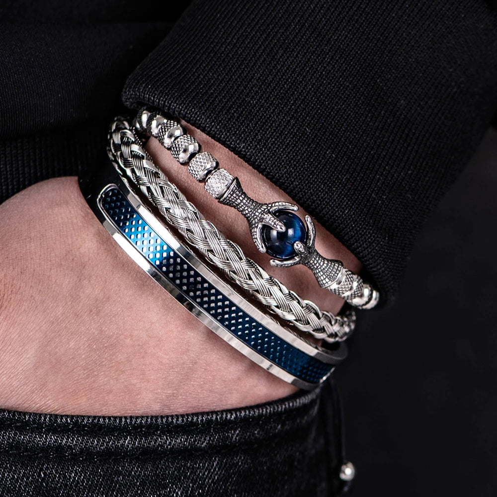 Pulseira Masculina Bracelete em Aço Inoxidável-Loja Melanio