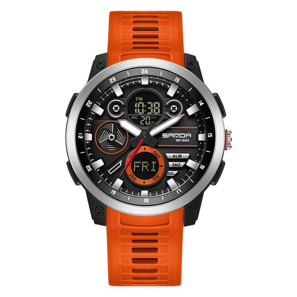 Relógio Masculino SANDA Esportivo Dual Display à Prova D'Água
