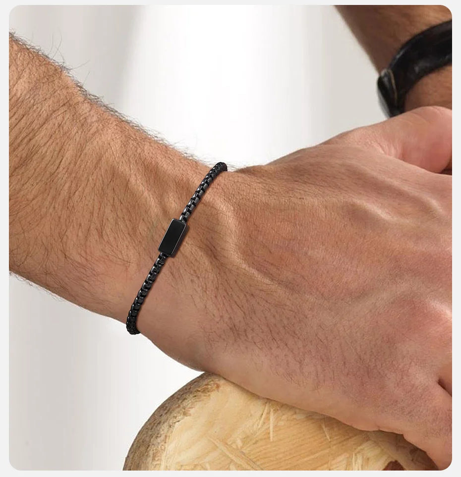 Pulseira Masculina Geométrica de Aço Inoxidável VNOX