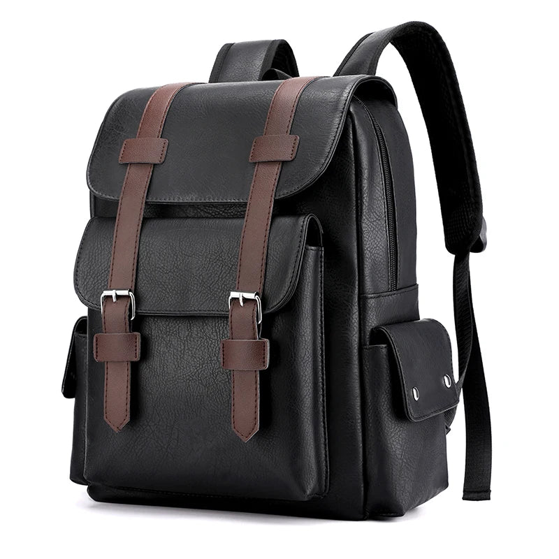 Mochila de Couro Masculina Grande Preto- Melanio