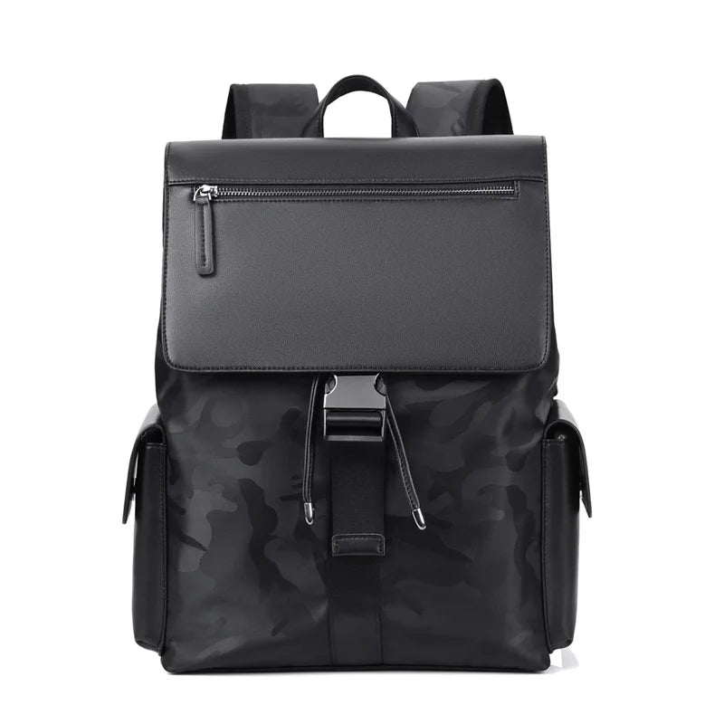 Mochila de Couro Masculina com Grande Capacidade e Estilo Clássico