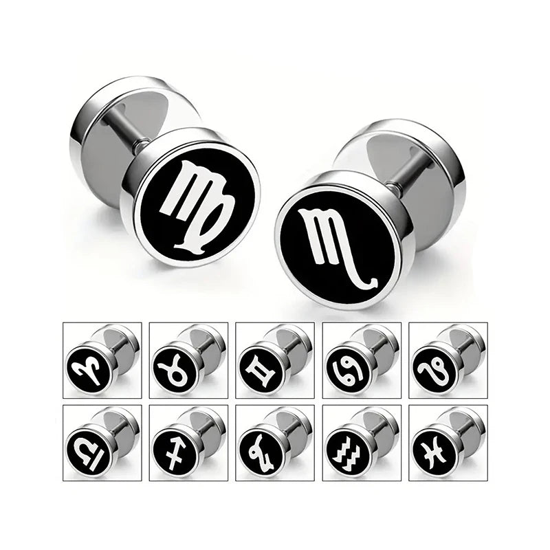 Brincos Masculinos de Aço Inoxidável com Constelações