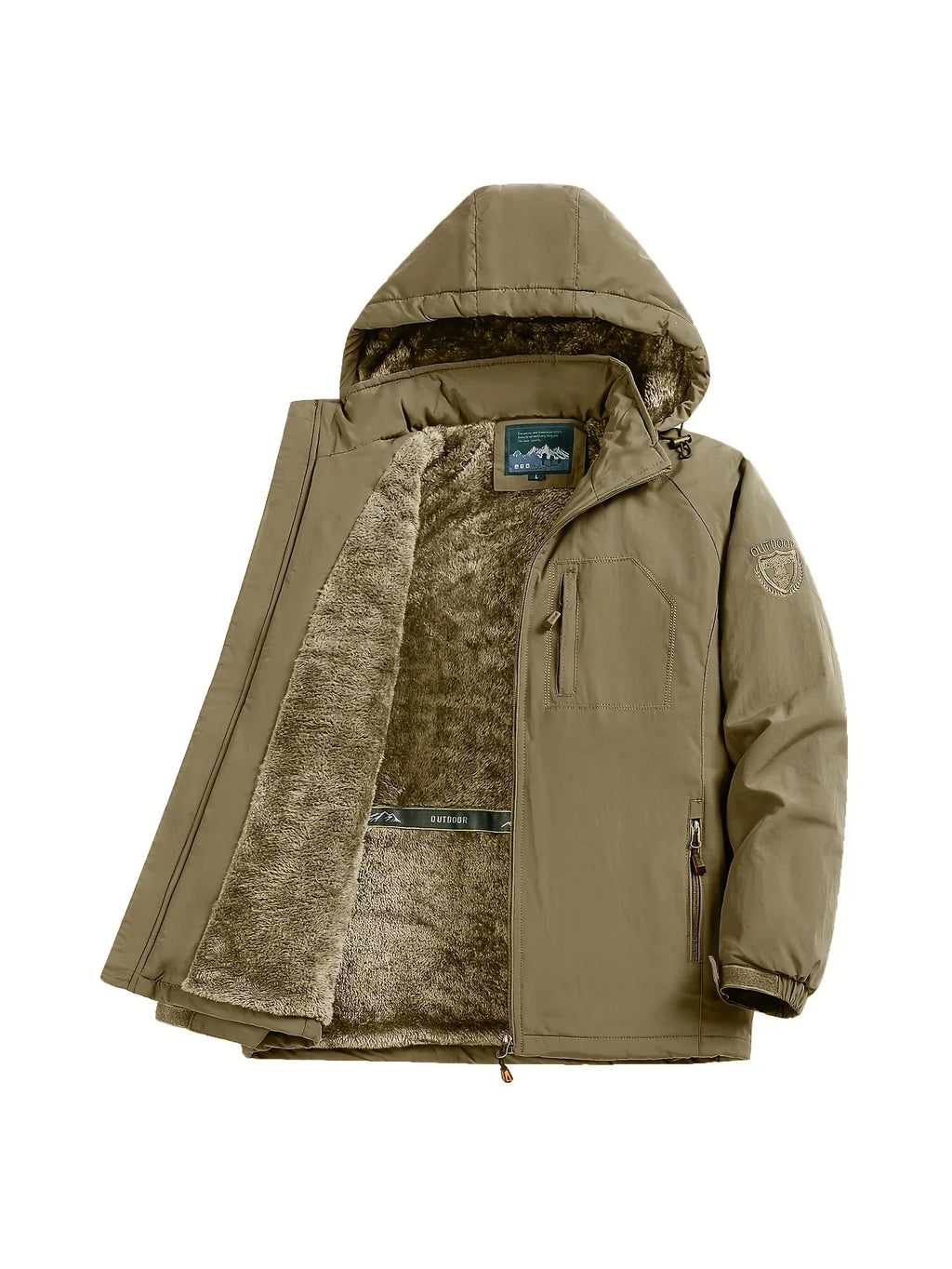 Jaqueta Parka Masculina com Capuz e Forro de Cashmere