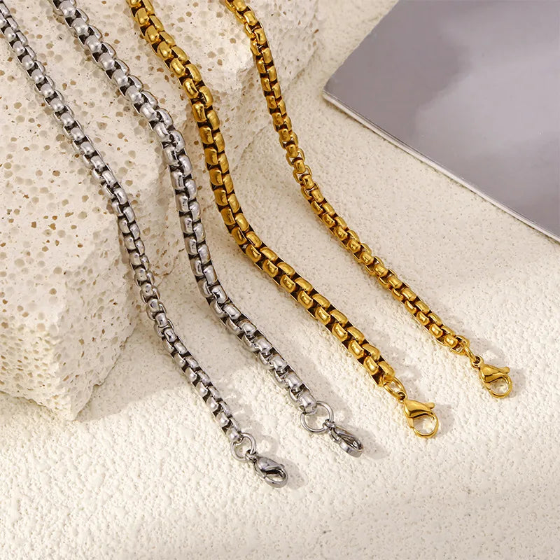 Aço inoxidável quadrado bola corrente pulseira masculino titânio aço jóias hip-hop pulseira para mulheres moda tendência acessórios gif