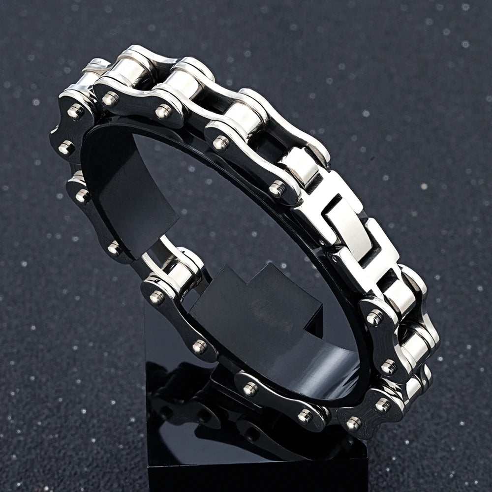 Pulseira MKENDN Punk Rock Corrente de Bicicleta 18k Ouro