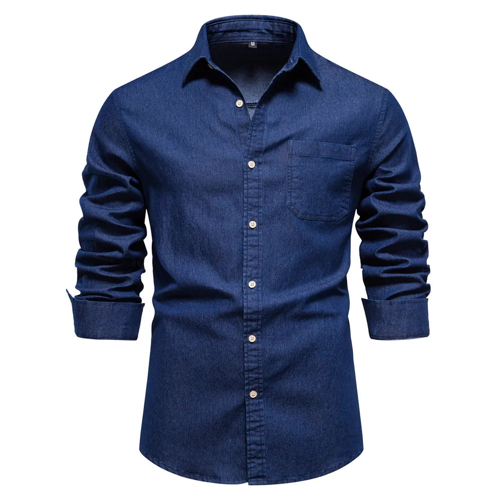 Camisa Jeans Masculina  Azul escuro- Melanio
