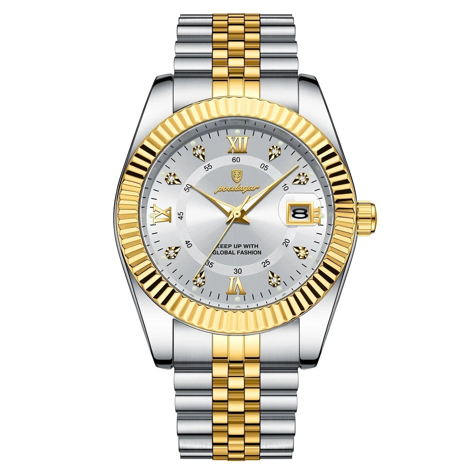 Relógio de Pulso Masculino Quartzo Ouro Branco- Melanio