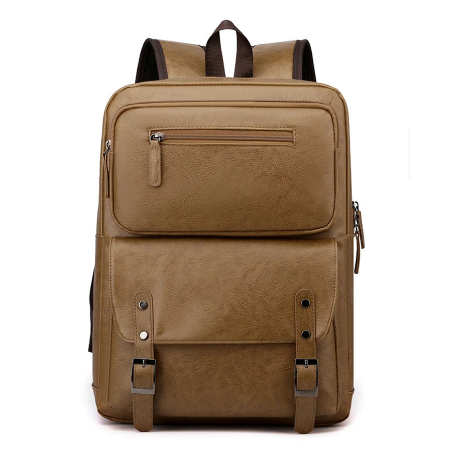 Mochila Masculina de Couro PU Elegante e Funcional