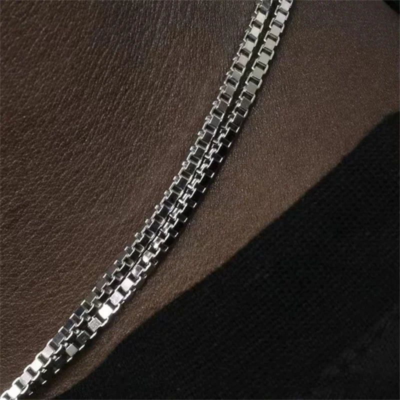 2mm masculino hip hop aço inoxidável corrente básica colar caixa simples corrente street wear jóias acessórios de moda feminina