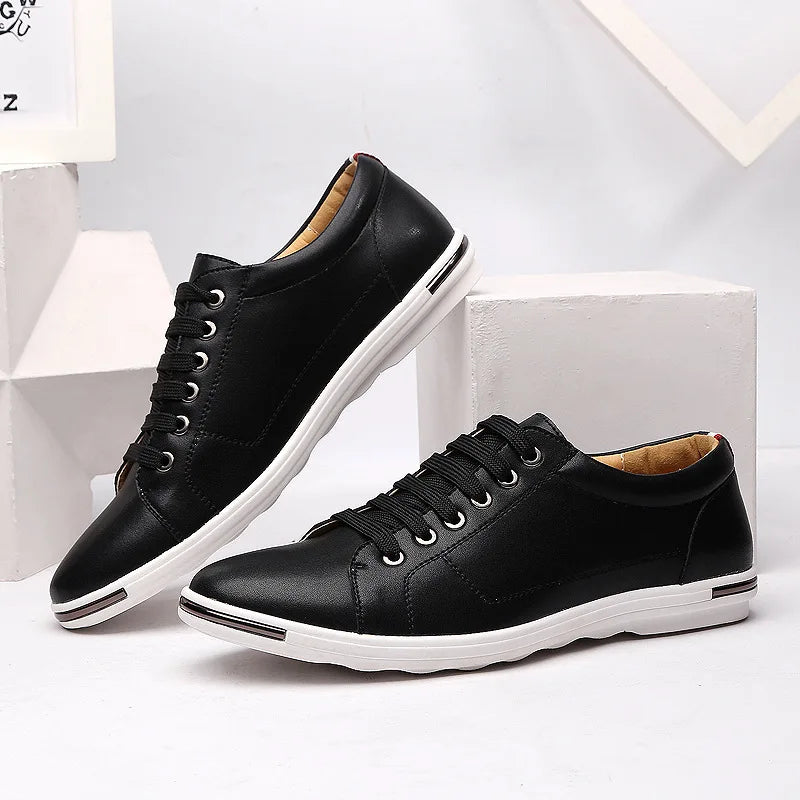 Tenis Sapatenis Masculino Casual de Couro Leve Confortavel-Melanio 