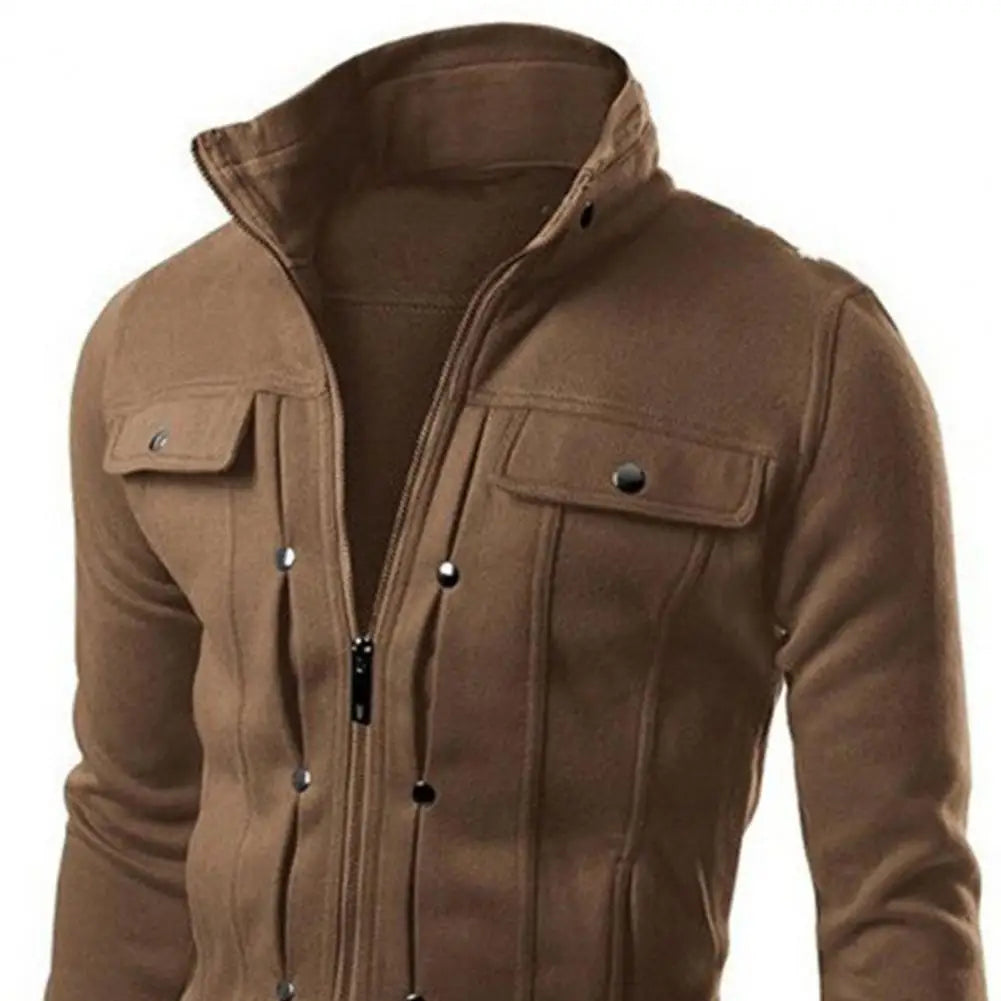 Jaqueta Masculina Casual com Zíper e Botões