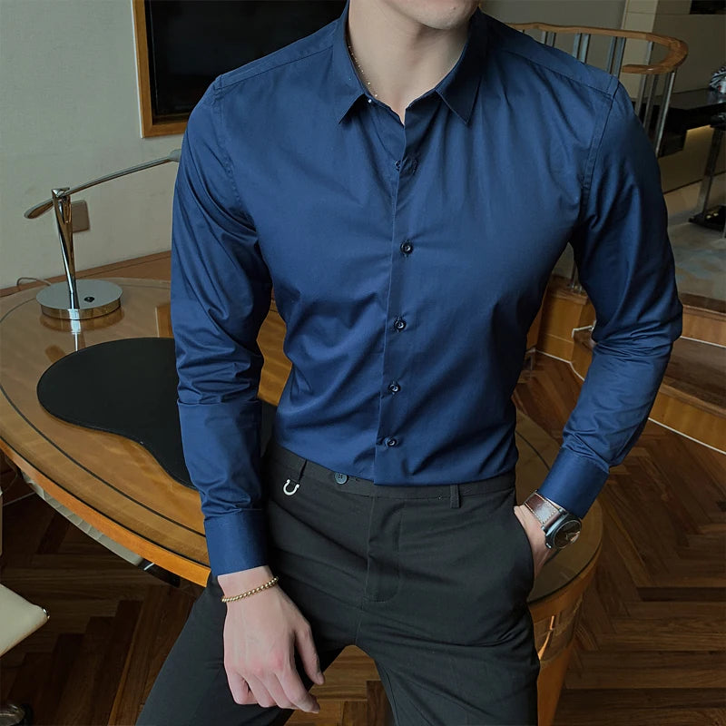 Camisa Masculina Manga Longa Slim Fit