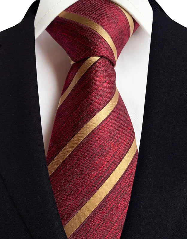 Gravata masculina luxuosa de 8cm, cor vermelha, listras sólidas, paisley, para homens, noivo, jacquard, tecido, gravata de pescoço para negócios, festa de casamento